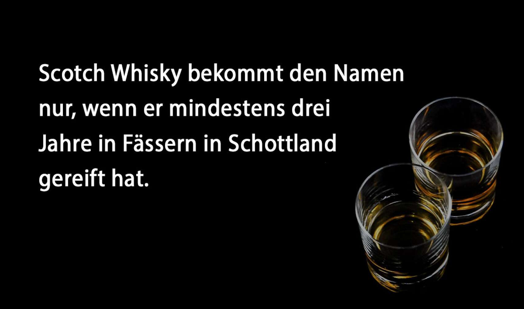 Scotch Whiskey bekommt den Namen nur, wenn er mindestens drei Jahre in Fässern in Schottland gereift hat.