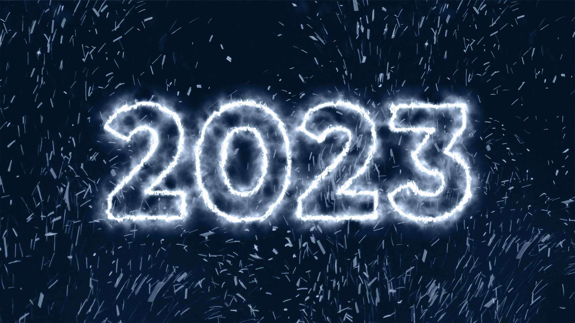 Die Zahl 2023 die funkelt