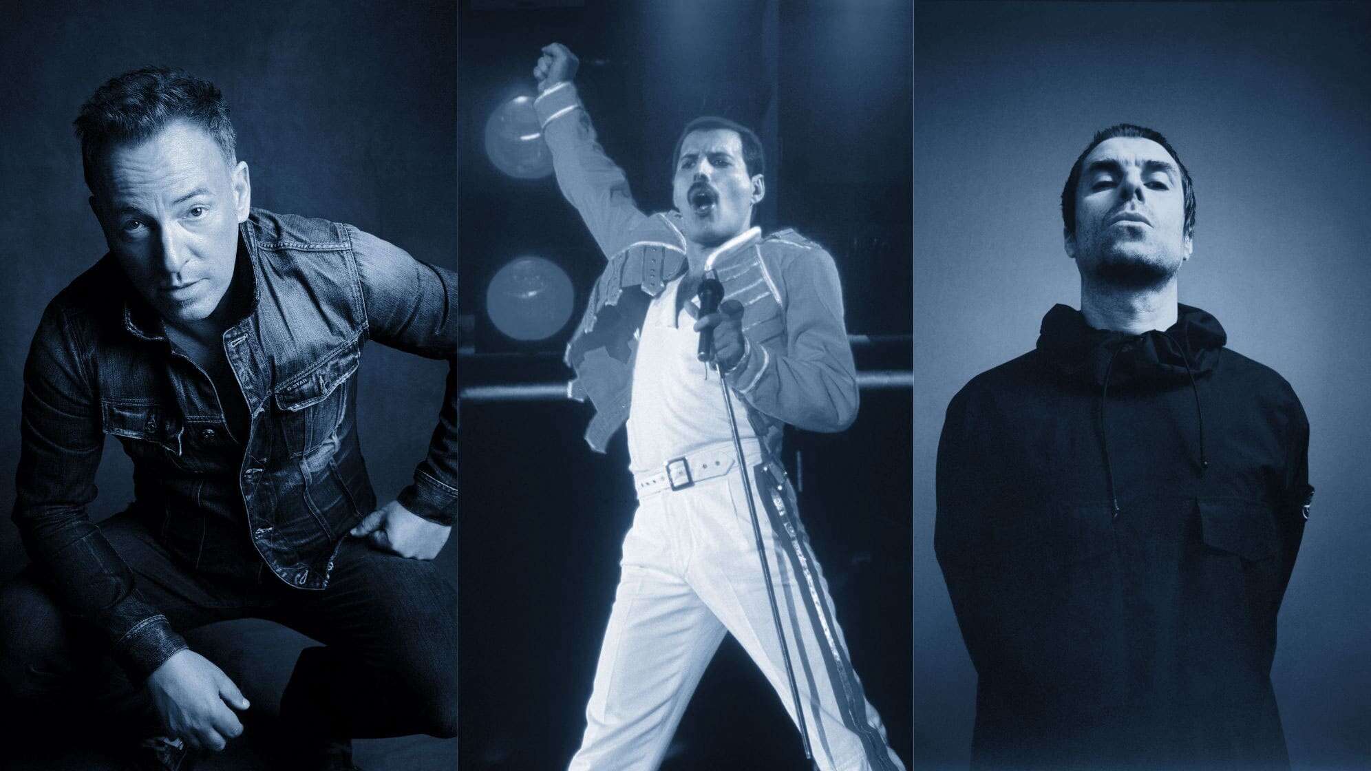 Bilder von Freddie Mercury, Liam Gallagher und Bruce Springsteen